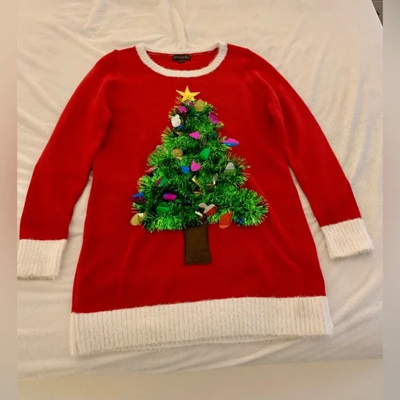 Festive Red Christmas Tree Sweater - Picture 10 of 11